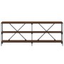 Console table iron wood engineered brown oak 200x30x75 cm by vidaXL, Side tables - Ref: Foro24-832862, Price: 88,79 €, Discou...