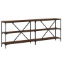 Console table iron wood engineered brown oak 200x30x75 cm by vidaXL, Side tables - Ref: Foro24-832862, Price: 88,79 €, Discou...