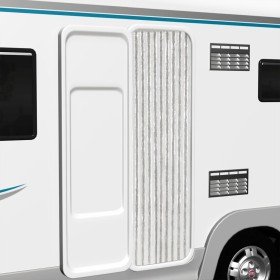 Cortina antimoscas chenilla gris claro y blanco 56x185 cm Cortina antimoscas chenilla gris claro y blanco 56x185 cm