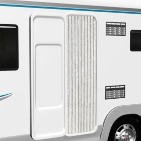 Cortina antimoscas chenilla gris claro y blanco 56x200 cm Cortina antimoscas chenilla gris claro y blanco 56x200 cm