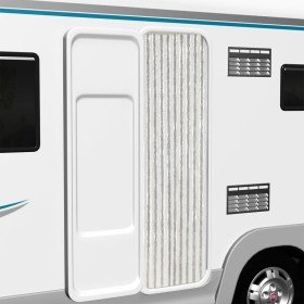 Cortina antimoscas chenilla gris claro y blanco 56x200 cm