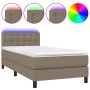 Box spring bed with mattress and LED lights taupe gray fabric 100x200 cm by vidaXL, Beds and slatted bases - Ref: Foro24-3133...