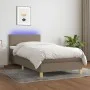 Box spring bed with LED mattress taupe gray fabric 100x200 cm by vidaXL, Beds and slatted bases - Ref: Foro24-3133617, Price:...