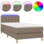 Box spring bed with LED mattress taupe gray fabric 100x200 cm by vidaXL, Beds and slatted bases - Ref: Foro24-3134017, Price:...