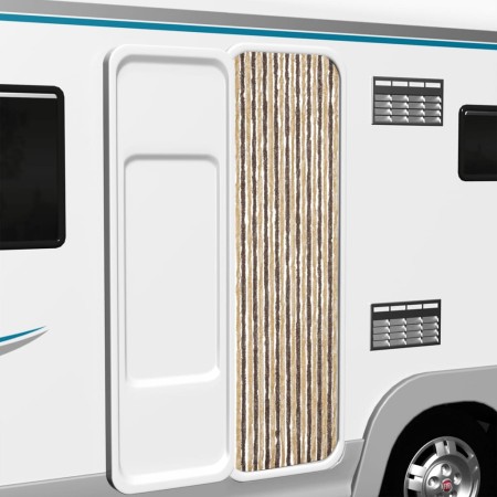 Cortina antimoscas chenilla marrón oscuro y beige 56x200 cm