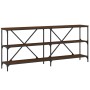 Console table iron wood engineered brown oak 180x30x75 cm by vidaXL, Side tables - Ref: Foro24-832857, Price: 79,16 €, Discou...