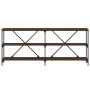 Console table iron wood engineered brown oak 180x30x75 cm by vidaXL, Side tables - Ref: Foro24-832857, Price: 79,16 €, Discou...