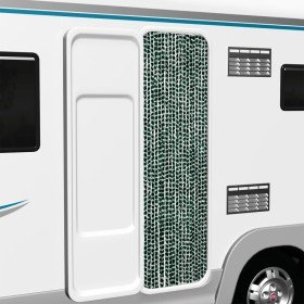 Cortina antimoscas chenilla verde y blanco 56x200 cm