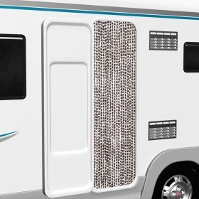 Cortina antimoscas chenilla marrón y blanco 56x200 cm