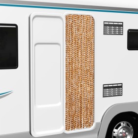 Cortina antimoscas chenilla ocre y blanco 56x200 cm Cortina antimoscas chenilla ocre y blanco 56x200 cm