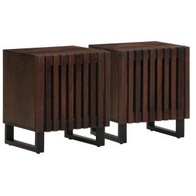 Mesitas de noche 2 uds madera maciza de mango 40x34x46 cm Mesitas de noche 2 uds madera maciza de mango 40x34x46 cm