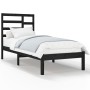 Black single solid wood bed frame 75x190 cm by vidaXL, Beds and slatted bases - Ref: Foro24-3105759, Price: 116,54 €, Discoun...