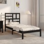 Black single solid wood bed frame 75x190 cm by vidaXL, Beds and slatted bases - Ref: Foro24-3105914, Price: 115,13 €, Discoun...
