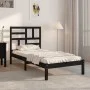 Black single solid wood bed frame 75x190 cm by vidaXL, Beds and slatted bases - Ref: Foro24-3105914, Price: 116,95 €, Discoun...