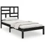 Black single solid wood bed frame 75x190 cm by vidaXL, Beds and slatted bases - Ref: Foro24-3105914, Price: 116,95 €, Discoun...
