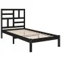 Black single solid wood bed frame 75x190 cm by vidaXL, Beds and slatted bases - Ref: Foro24-3105914, Price: 116,95 €, Discoun...