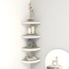Corner wall shelf 4 units MDF oak and white 25x25x3.8 cm by vidaXL, Shelves and shelves - Ref: Foro24-326632, Price: 40,79 €,...