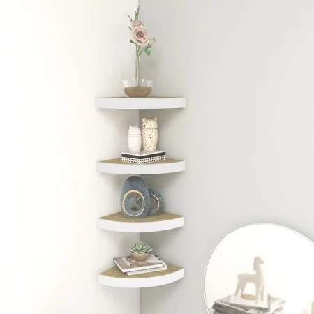 Corner wall shelf 4 units MDF oak and white 25x25x3.8 cm by vidaXL, Shelves and shelves - Ref: Foro24-326632, Price: 40,79 €,...