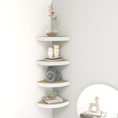 Wand-Eckregal 4 Stück MDF Eiche und weiß 25x25x3,8 cm von vidaXL, Regale und Regale - Ref: Foro24-326632, Preis: 41,52 €, Rab...