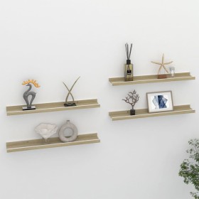 Wall shelves 4 units white and Sonoma oak 60x9x3 cm by vidaXL, Shelves and shelves - Ref: Foro24-326695, Price: 23,37 €, Disc...