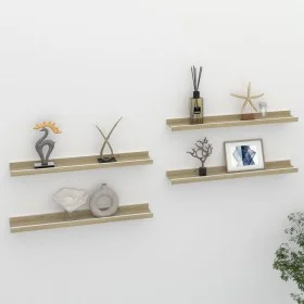 Wall shelves 4 units white and Sonoma oak 60x9x3 cm by vidaXL, Shelves and shelves - Ref: Foro24-326695, Price: 23,05 €, Disc...