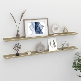 Wall shelves 2 units white and Sonoma oak 115x9x3 cm by vidaXL, Shelves and shelves - Ref: Foro24-326693, Price: 27,56 €, Dis...