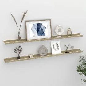 Wall shelves 2 units white and Sonoma oak 115x9x3 cm by vidaXL, Shelves and shelves - Ref: Foro24-326693, Price: 27,12 €, Dis...