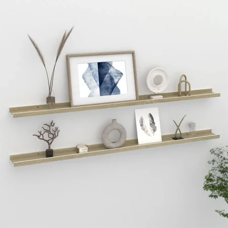 Wall shelves 2 units white and Sonoma oak 115x9x3 cm by vidaXL, Shelves and shelves - Ref: Foro24-326693, Price: 27,12 €, Dis...