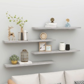 Floating wall shelf 4 pcs concrete gray MDF 120x23.5x3.8 cm by vidaXL, Shelves and shelves - Ref: Foro24-326608, Price: 74,25...