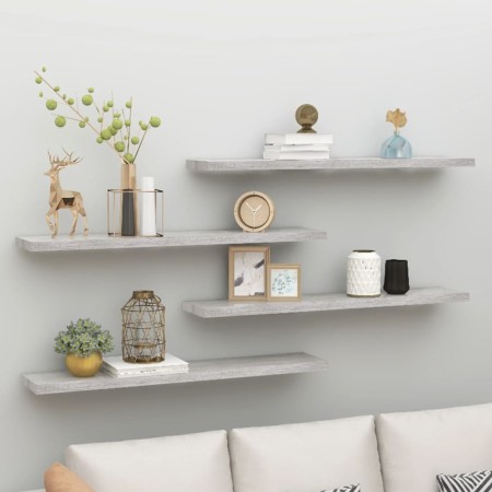 Floating wall shelf 4 pcs concrete gray MDF 120x23.5x3.8 cm by vidaXL, Shelves and shelves - Ref: Foro24-326608, Price: 74,25...