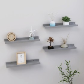 Estantes de pared 4 unidades gris 40x9x3 cm by vidaXL, Shelves and shelves - Ref: Foro24-326674, Price: 21,24 €, Discount: %
