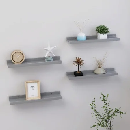Estantes de pared 4 unidades gris 40x9x3 cm de vidaXL, Estantes y estanterías - Ref: Foro24-326674, Precio: 20,92 €, Descuent...