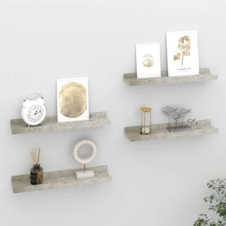 Wall shelves 4 units concrete gray 40x9x3 cm by vidaXL, Shelves and shelves - Ref: Foro24-326704, Price: 18,38 €, Discount: %