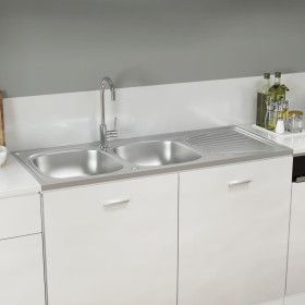 Doppelte Küchenspüle aus Edelstahl 1200x500x155 mm von vidaXL, Sinkt - Ref: Foro24-147238, Preis: 158,73 €, Rabatt: %