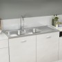 Doppelte Küchenspüle aus Edelstahl 1200x500x155 mm von vidaXL, Sinkt - Ref: Foro24-147238, Preis: 158,73 €, Rabatt: %