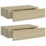 Wall shelves with drawer 2 pcs MDF oak 40x23.5x10 cm by vidaXL, Shelves and shelves - Ref: Foro24-330248, Price: 85,57 €, Dis...