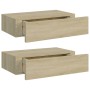 Wandregale mit Schublade 2 Stück MDF Eiche 40x23,5x10 cm von vidaXL, Regale und Regale - Ref: Foro24-330248, Preis: 71,40 €, ...