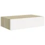 Oak and white MDF wall shelf with drawer 40x23.5x10 cm by vidaXL, Shelves and shelves - Ref: Foro24-330249, Price: 49,92 €, D...