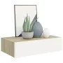 Oak and white MDF wall shelf with drawer 40x23.5x10 cm by vidaXL, Shelves and shelves - Ref: Foro24-330249, Price: 49,92 €, D...