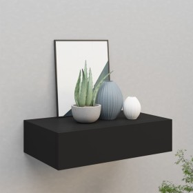 Black MDF wall shelf with drawer 40x23.5x10 cm by vidaXL, Shelves and shelves - Ref: Foro24-330243, Price: 46,25 €, Discount: %