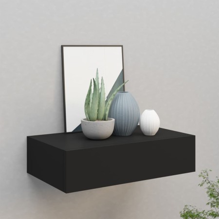 Estante con cajón de pared MDF negro 40x23,5x10 cm de vidaXL, Estantes y estanterías - Ref: Foro24-330243, Precio: 46,25 €, D...