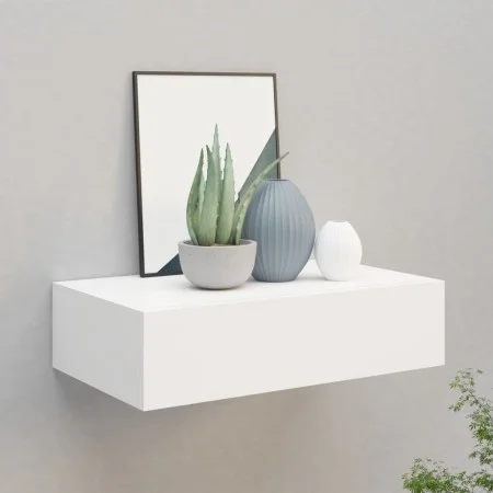 White MDF wall shelf with drawer 40x23.5x10 cm by vidaXL, Shelves and shelves - Ref: Foro24-330241, Price: 39,66 €, Discount: %