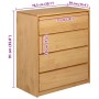 Cajonera SAUDA madera maciza de pino color roble 76,5x39x91 cm