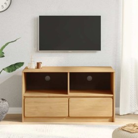 Mueble de TV SAUDA madera maciza pino color roble 99x43x55 cm