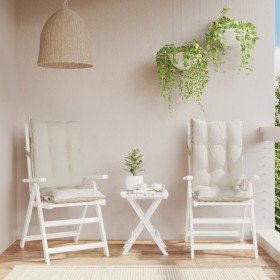 Cojines de silla respaldo alto 2 uds tela Oxford color crema Cojines de silla respaldo alto 2 uds tela Oxford color crema