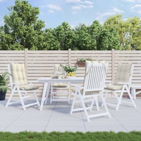 Cojines de silla respaldo alto 4 uds tela Oxford color crema Cojines de silla respaldo alto 4 uds tela Oxford color crema