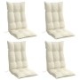 Cojines de silla respaldo alto 4 uds tela Oxford color crema