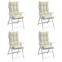 Cojines de silla respaldo alto 4 uds tela Oxford color crema