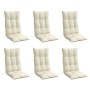 Cojines de silla respaldo alto 6 uds tela Oxford color crema