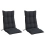 Cojines de silla con respaldo alto 2 uds tela Oxford negro